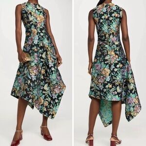 Marques' Almeida Brocade Sleeveless DENIM Dress Assymetric Hem size L(12) NWT